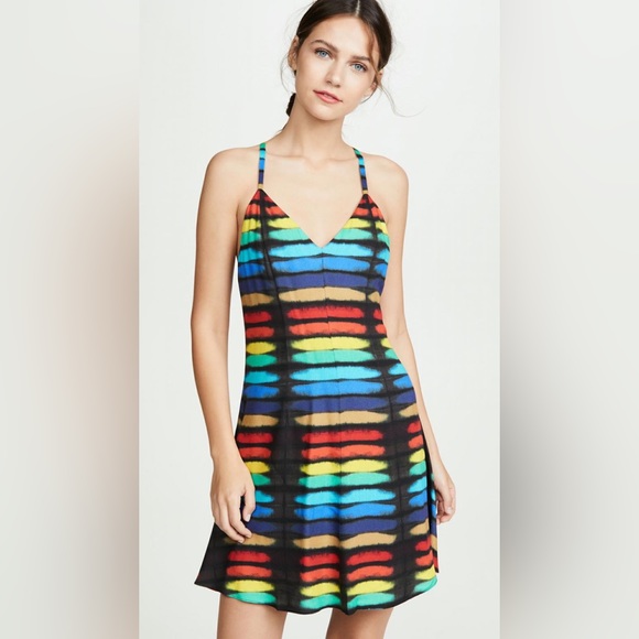 Alice + Olivia Dresses & Skirts - NWT. Alice + Olivia Alves Rainbow Tie-Dye Cross Cross Dress. NWT.